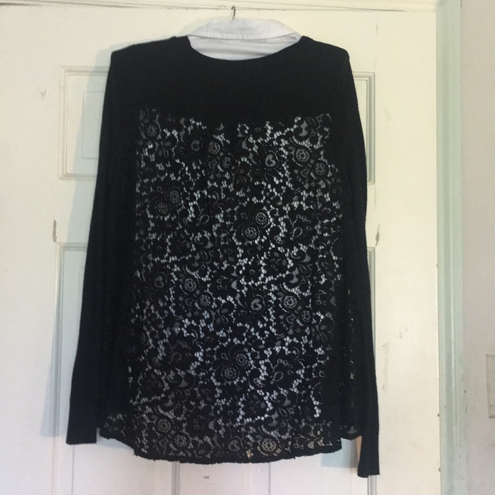 Blouse with Attached Sweater with Lace Overlay